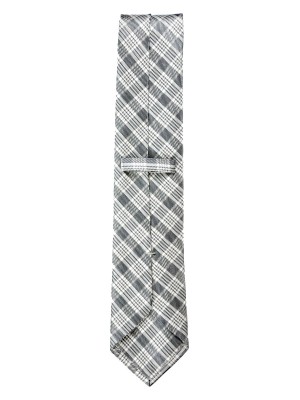 Silver Graphic Plaid Silk/Wool Tie