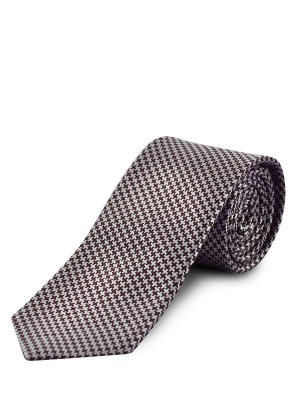 Brown & Greige Houndstooth Silk Tie