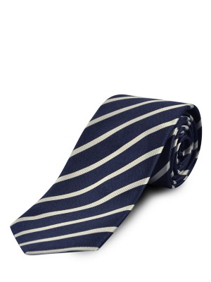 Navy Stripe Silk Tie