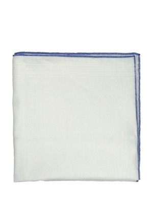Linen Pocket Square w/ Blue Tipping