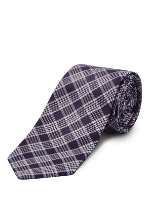 Purple Graphic Plaid Silk/Wool Tie