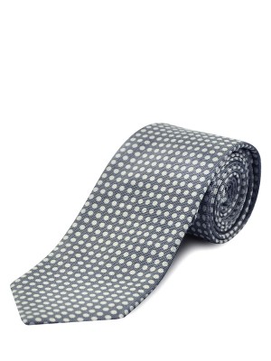 Silver Graphic Dot Silk/Wool Tie