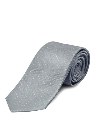 Silver Pin Dot Silk Tie