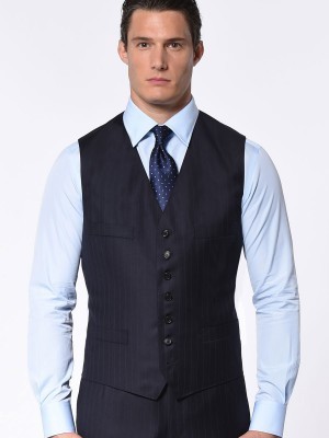 Navy Pinstripe Classic 2-Button Bespoke Suit