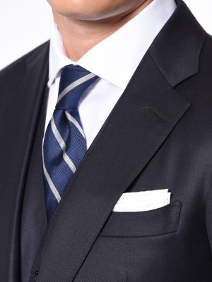 Navy Blue Solid Super 110's Two-Button Bespoke Suit