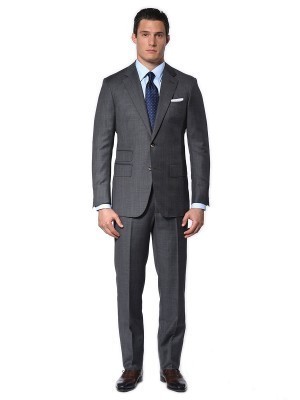Grey Glen Plaid Windowpane Classic Bespoke Suit