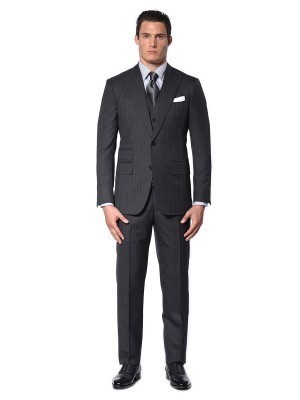 Charcoal Twill Stripe Classic Bespoke Suit