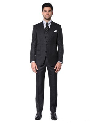 Charcoal Houndstooth Windowpane Signature Bespoke Suit