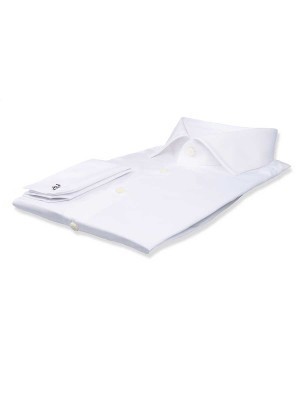 White Poplin Spread Collar Shirt