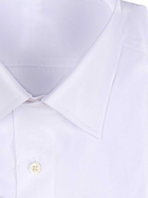 White Stretch Poplin Traditional Collar Shirt