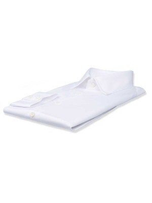 White Stretch Poplin Traditional Collar Shirt