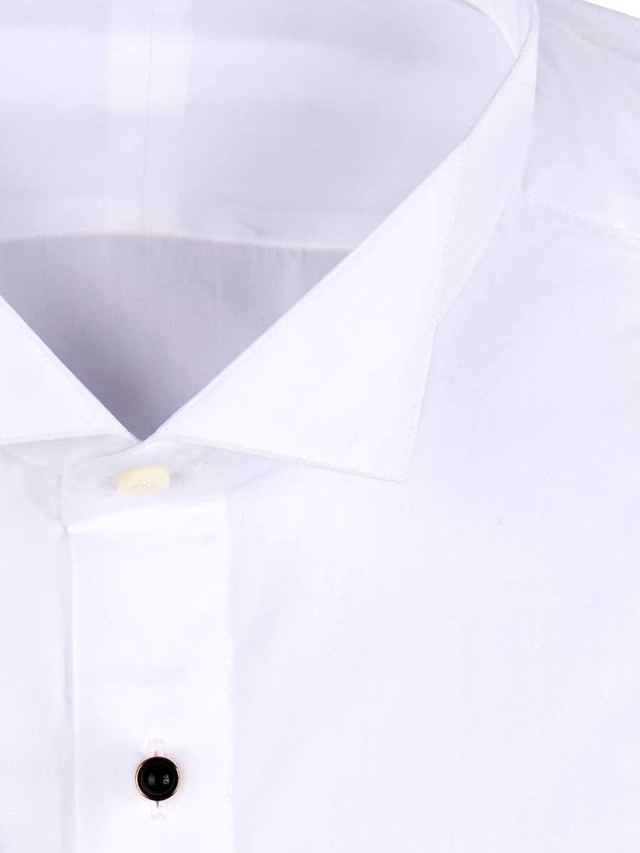 White Poplin Stud Front Tuxedo Collar Formal Shirt