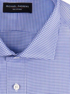 Periwinkle Twill Houndstooth Spread Collar Shirt