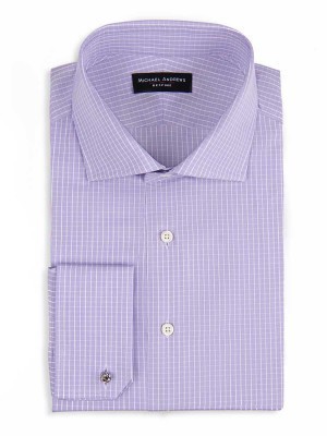 Lavender & White Check Spread Collar Shirt