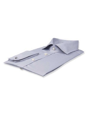 Grey Textured Micro Gingham Spread Collar Shirt