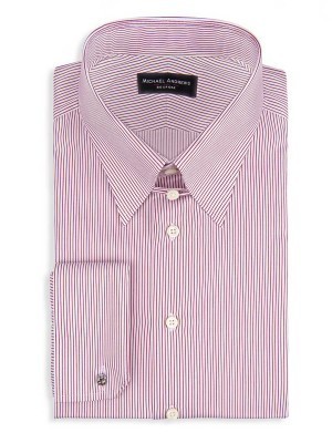 Burgundy Thin Stripe Tab Collar Shirt