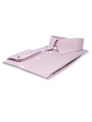 Burgundy Thin Stripe Tab Collar Shirt