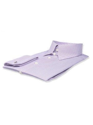 Purple Thin Stirpe Tab Collar Shirt