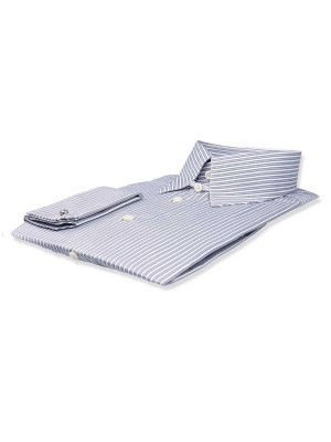 Ice Grey Twill Complex Stripe Tab Collar Shirt