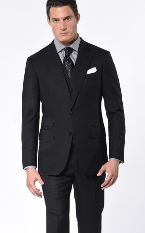 Black Two-Button Super 110's Bespoke Suit