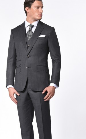Charcoal Birdseye Classic Bespoke Suit