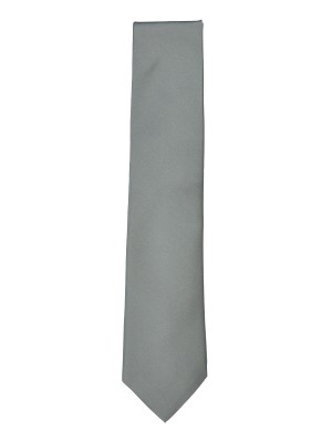 Silver Fine Twill Solid Silk Tie
