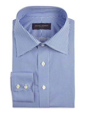 Blue Printed Dot Motif Italian Collar Shirt