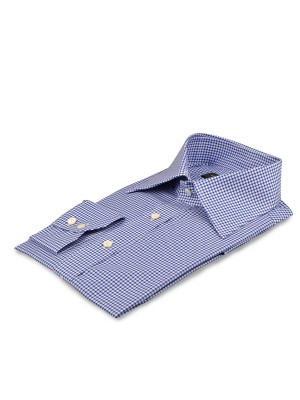 Blue Printed Dot Motif Italian Collar Shirt