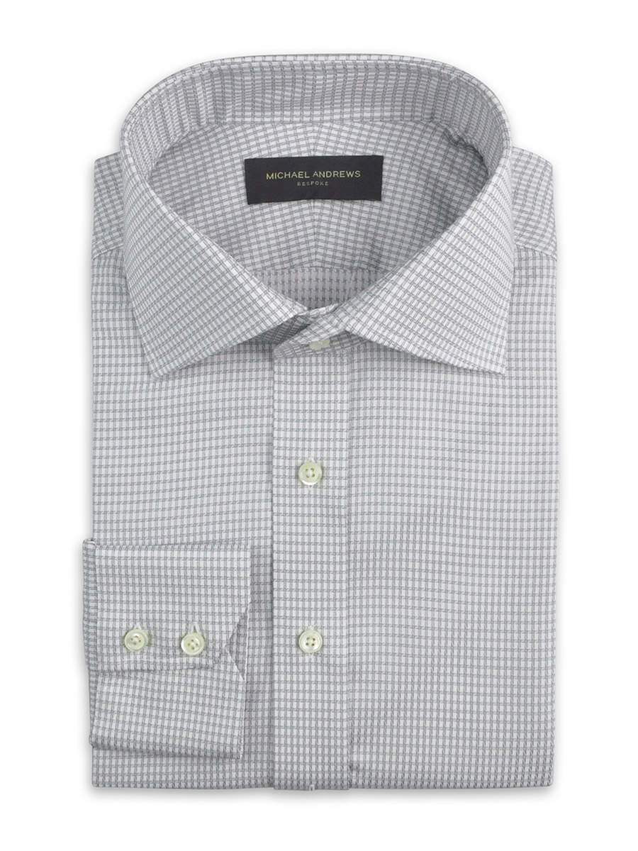 Grey Textured 3D Houndstooth Italian Collar Shirt