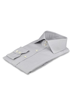 Grey Textured 3D Houndstooth Italian Collar Shirt