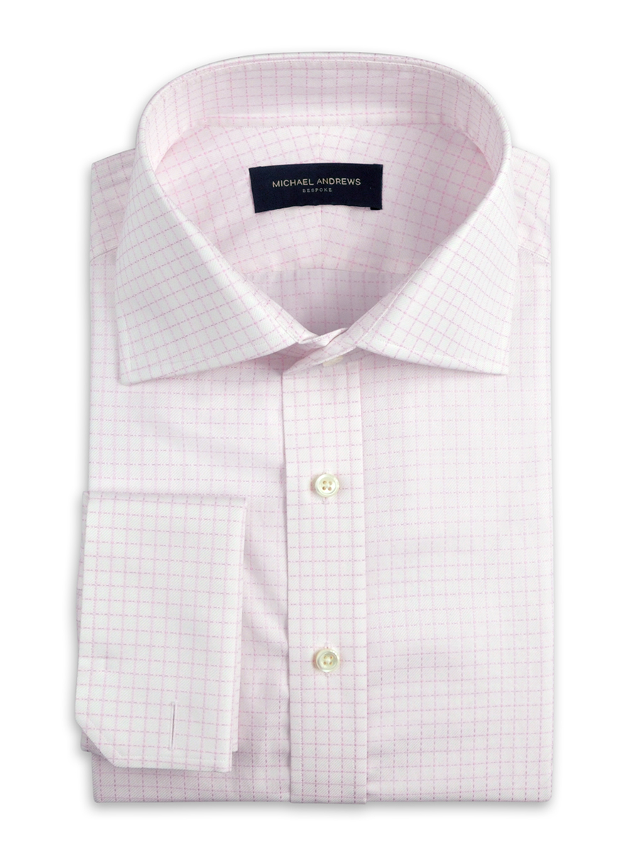 Light Pink Textured Graph Check Italian Collar Shirt