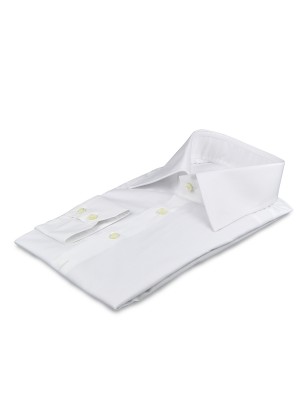 White Poplin Italian Collar Shirt
