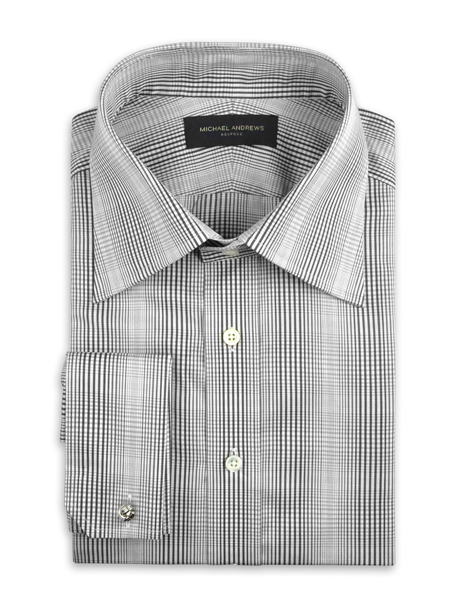 Grey Gradating Graphic Plaid Italian Collar Shirt
