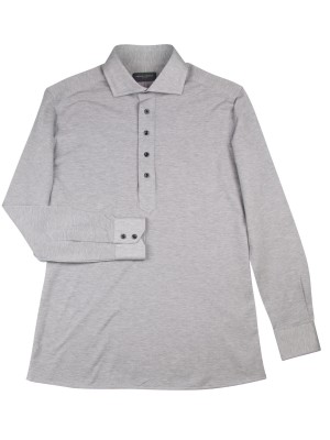 Light Grey Jersey Long Sleeve Polo Shirt