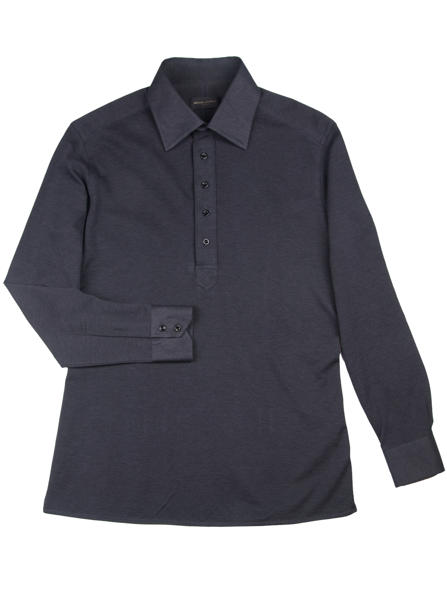 Charcoal Jersey Long Sleeve Polo Shirt
