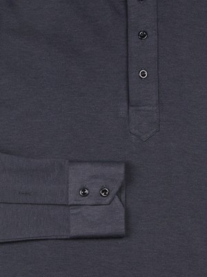 Charcoal Jersey Long Sleeve Polo Shirt