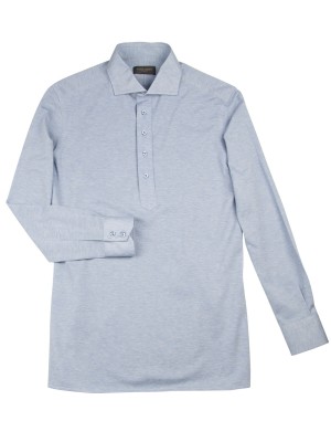 Light Blue Jersey Long Sleeve Polo Shirt