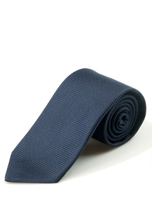 Navy Basket Weave Silk Tie
