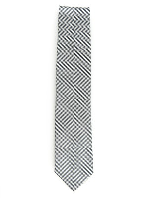 Grey Textured Houndstooth Silk Tie
