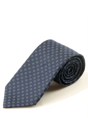 Navy Flower Dot Silk Tie