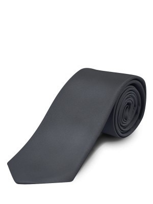 Charcoal Fine Twill Solid Silk Tie