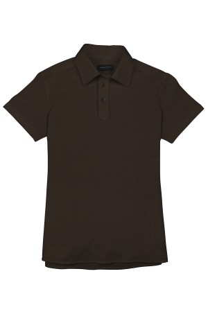 Brown Pique Short Sleeve Polo Shirt
