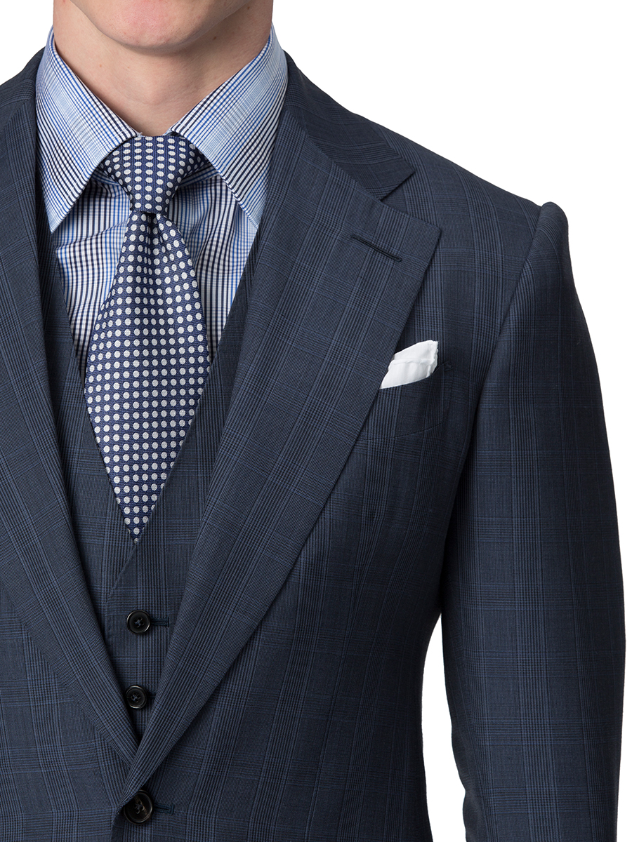 Blue Melange Glen Check Bespoke Suit