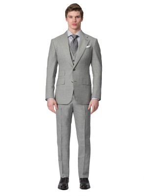 Bespoke Light Grey Sharkskin Bespoke Suit