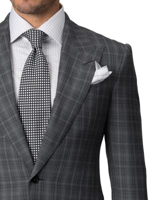 Medium Grey Complex Windowpane Bespoke Suit
