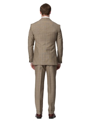 Tobacco Melange Glen Check Bespoke Suit