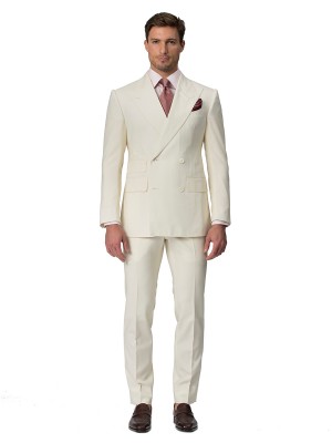Cream Plain Weave Bespoke Suit