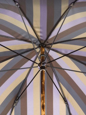Solid Chestnut Striped Umbrella with Knob End
