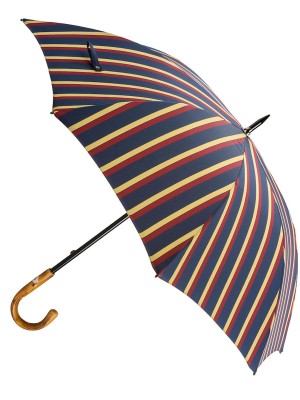 Large Striped Umbrella With Chestnut Handle