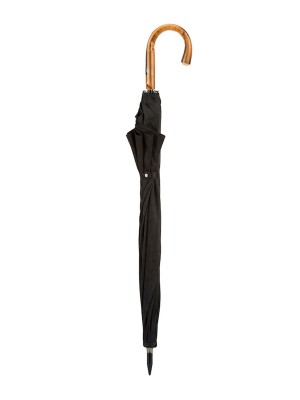Black Patterned Umbrella with Chestnut Handle